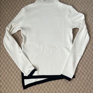 Cream and Black Mock Neck Sweater